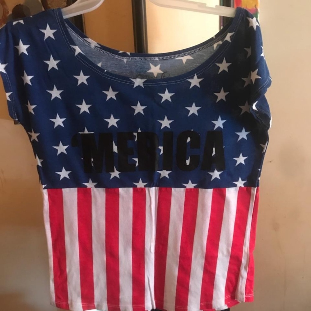 'MERICA off the shoulder top custom made